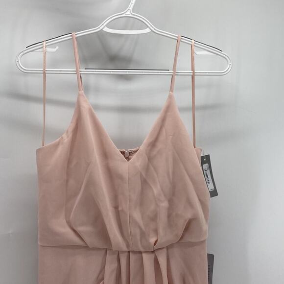 Chelsea28 Light Pink V-Neck Spaghetti Straps Back Zip Tulip Hem Dress sz 4 - Picture 2 of 7